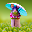 Stage 1: a mouse holding a tiny umbrella