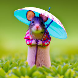 Stage 2: a mouse holding a tiny umbrella